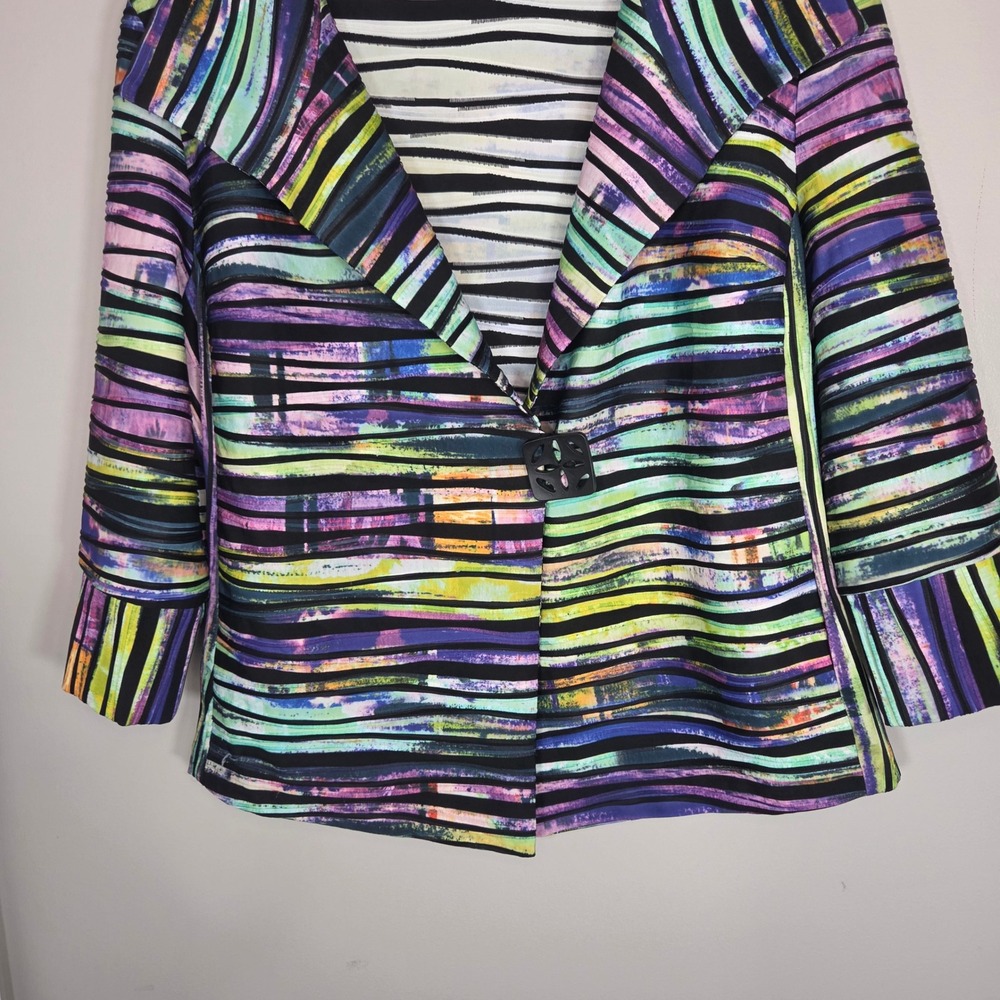Joseph Ribkoff Abstract Stripe Jacket Open Front Textured Career Artwear 16 - Picture 4 of 7